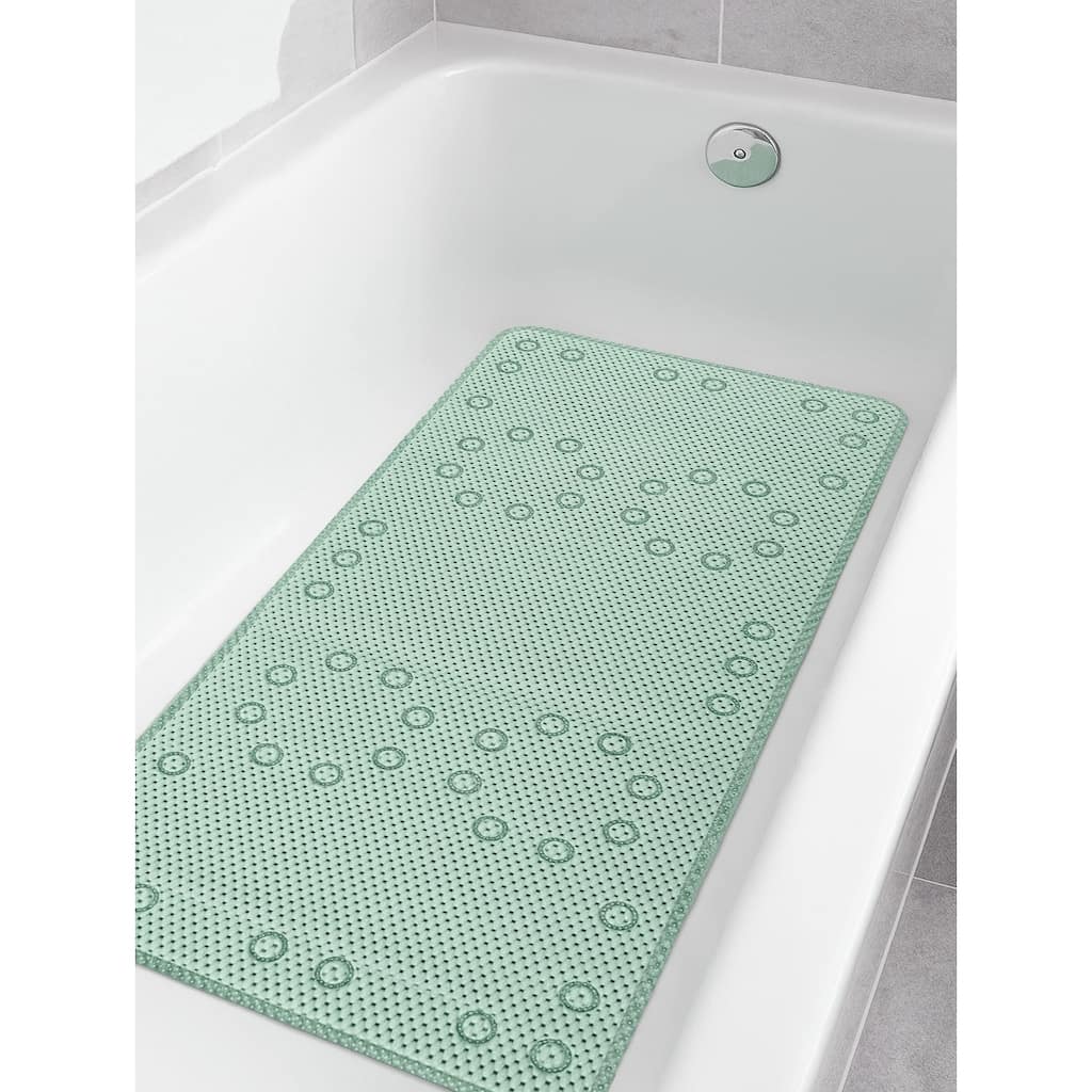 Mint Green Non-Slip Foam Bathtub Shower Mat With Suction Cups - 36" x 17"