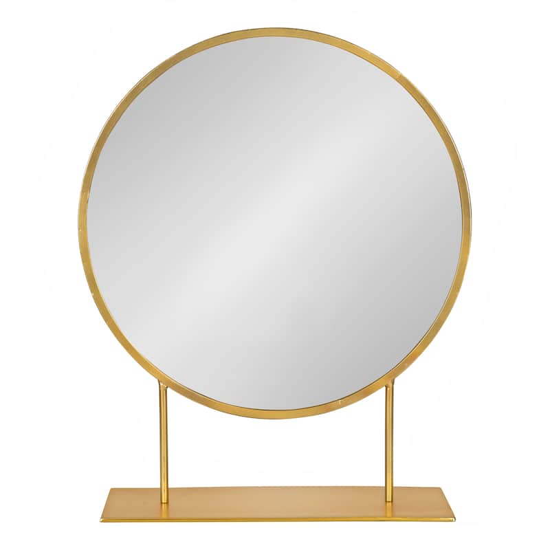 Kate and Laurel Rouen Round Metal Table Mirror - 18x22
