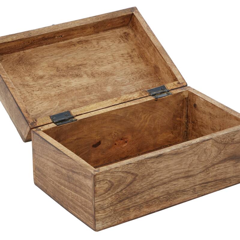 Wood Handmade Box with Hinged Lid (Set of 3)