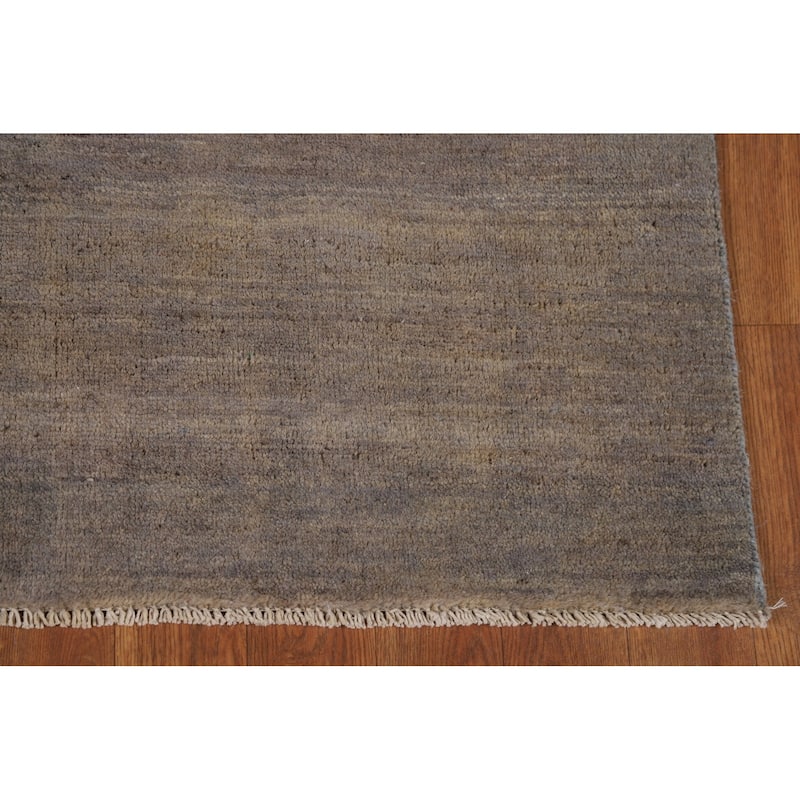Modern Gabbeh Foyer Rug Handmade Grey Wool Carpet - 3'3"x 4'10"