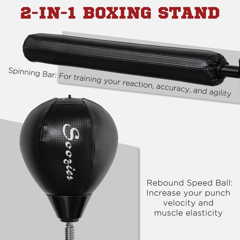 Soozier Free Standing Speed Bag, Adjustable Boxing Bag with Stand