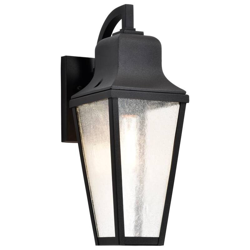Lawrence 1 Light Medium Wall Lantern Matte Black with Clear Seeded Glass