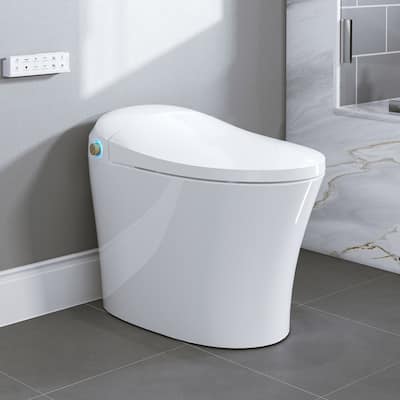 HOROW T20 Smart Toilet Bidet in White with Warm Water, Dryer, Night Light, Deodorization, Remote Control, 1/1.27 GPF Dual flush