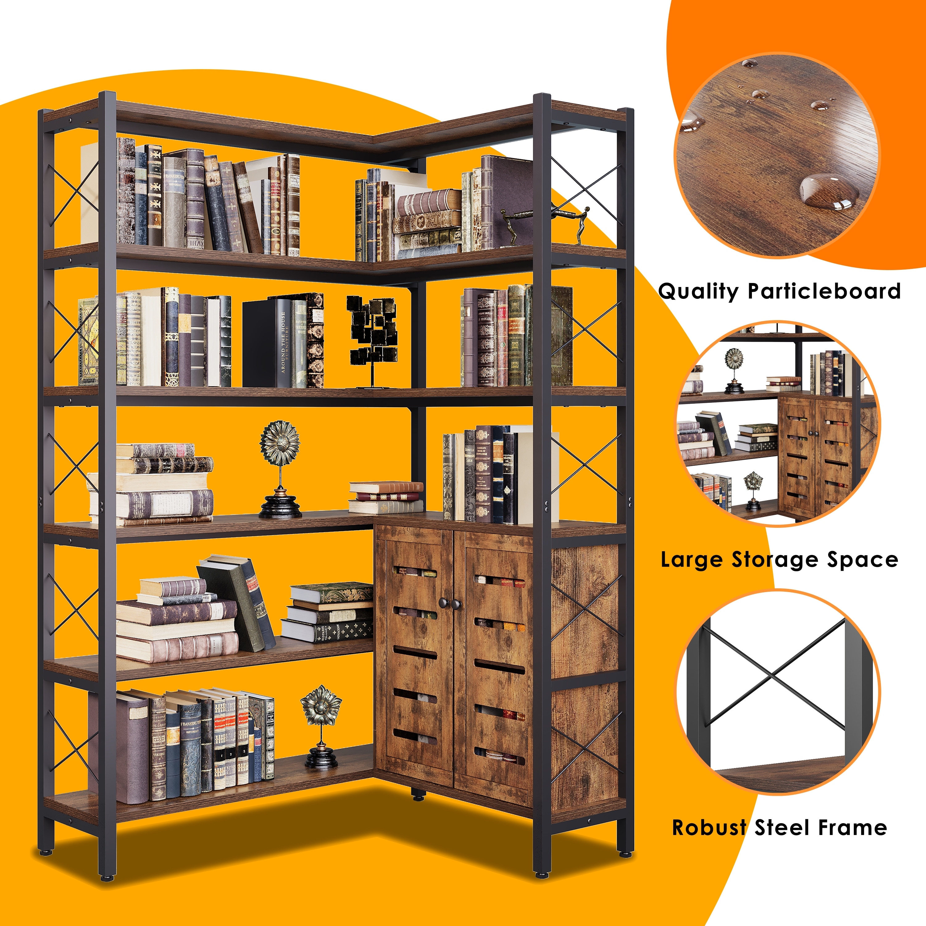 家具 Yecunkang Amazon.com: IRONCK Industrial Bookshelf 5-Tier 31.5 in Wide