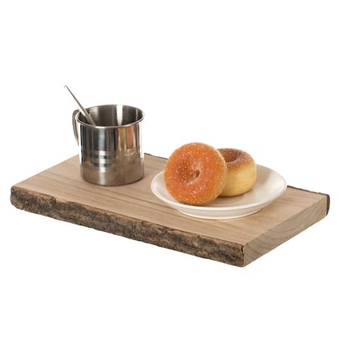 Rustic Natural Tree Log Wooden Rectangular Shape Serving Tray Cutting Board