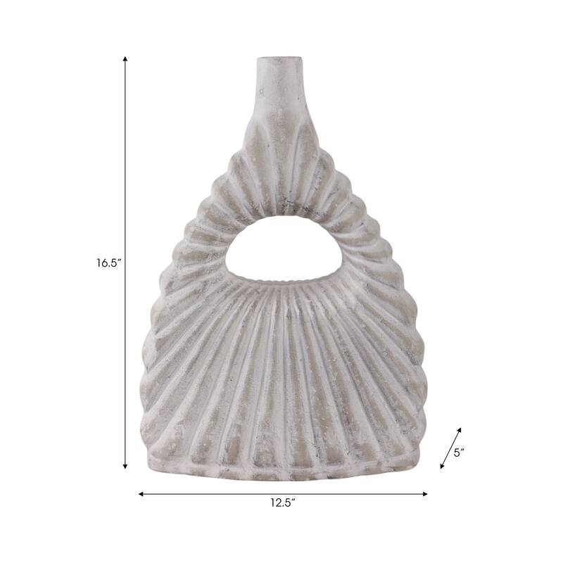 Pottery Vase Sculptural Open Center for Decorative Table Accent