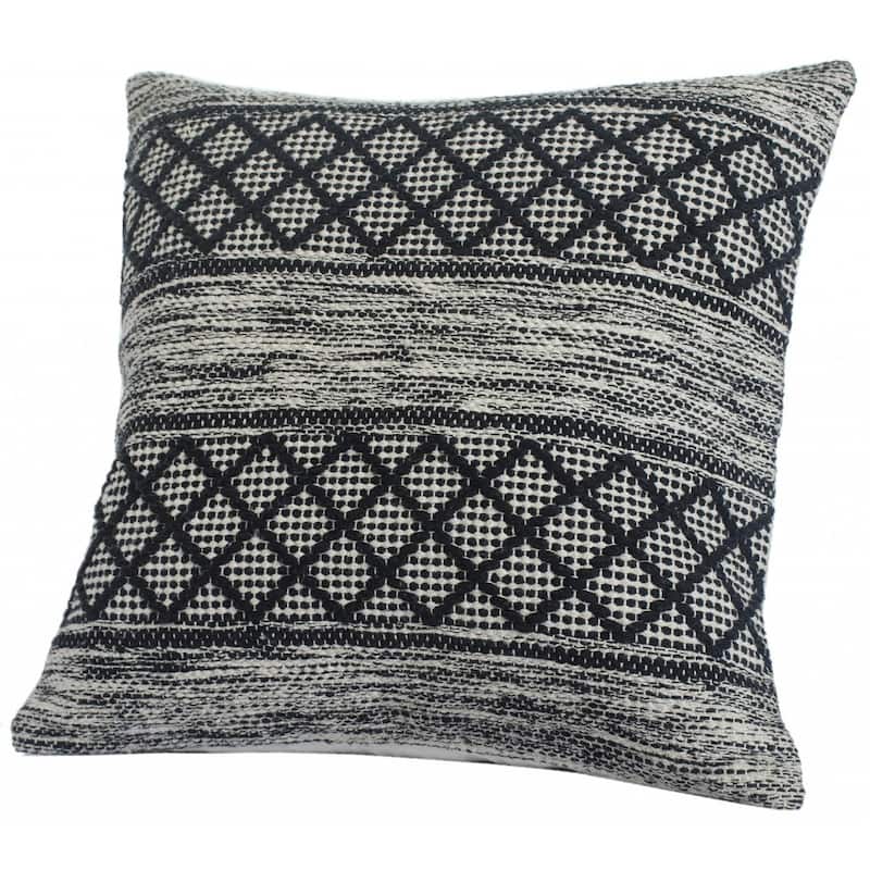 HomeRoots 20" X 20" Gray And Black 100% Cotton Geometric Zippered Pillow