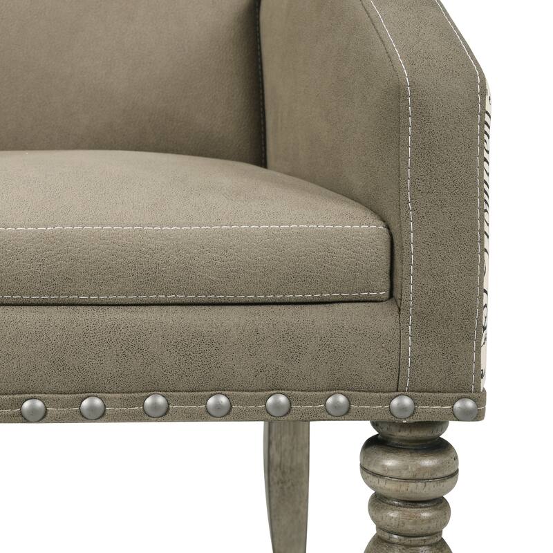 Roundhill Furniture Birmingham Brown Microfiber Script-printed Armchair (Set of 2)