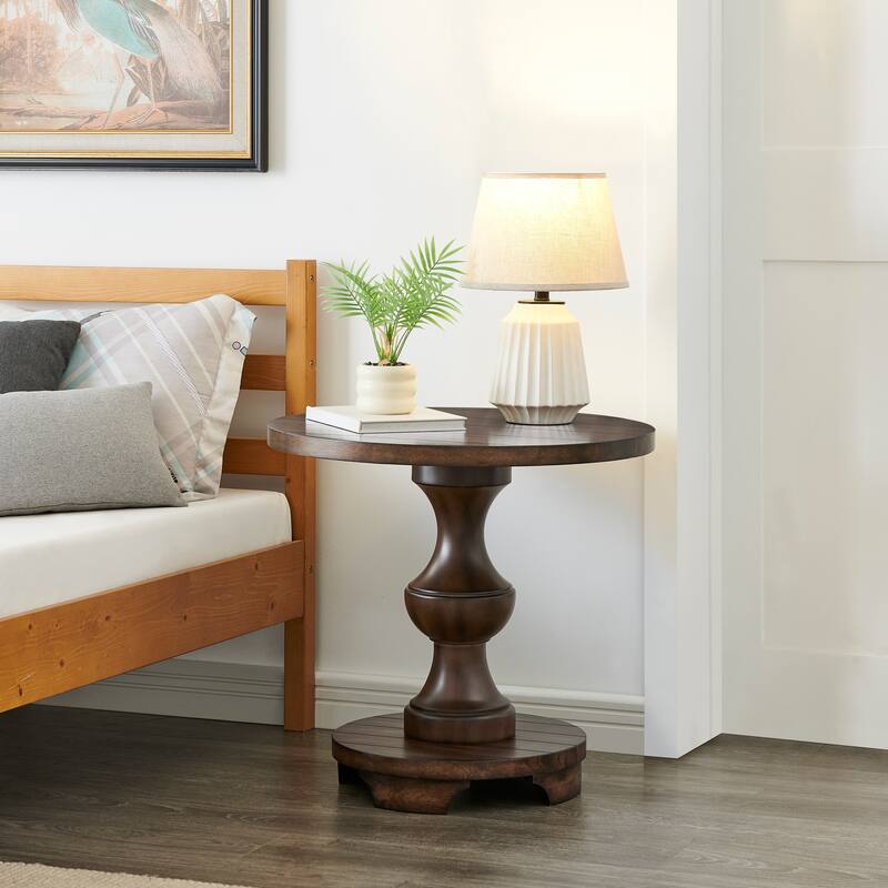26-Inch Diameter Traditional Round Pedestal End Table
