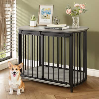 31.5" Furniture Style Dog Crate, Modern Dog Crate End Table with Double-Doors