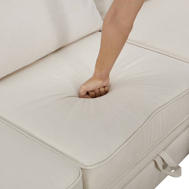 U-Shape Modular Sectional Sofa, Convertible Sectional Sofa Bed, Upholstered Sofa with Reversible Chaise & Ottoman