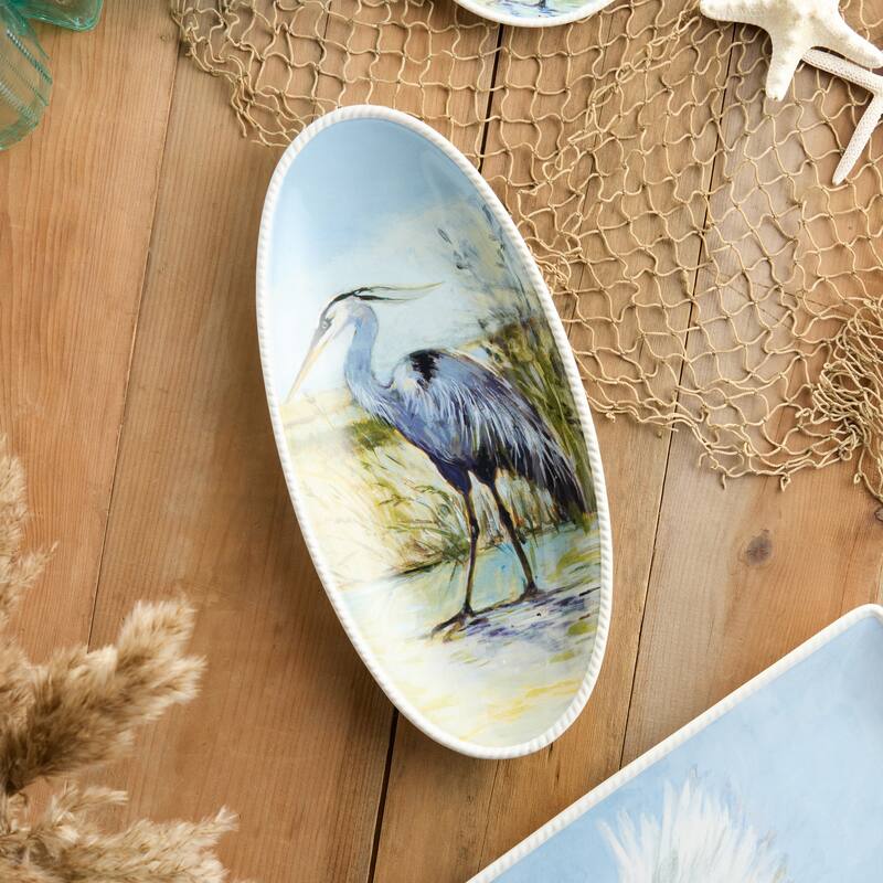 Certified International Coastal Birds Fish Platter - 15.00"L x 7.25"W x 1.25"H