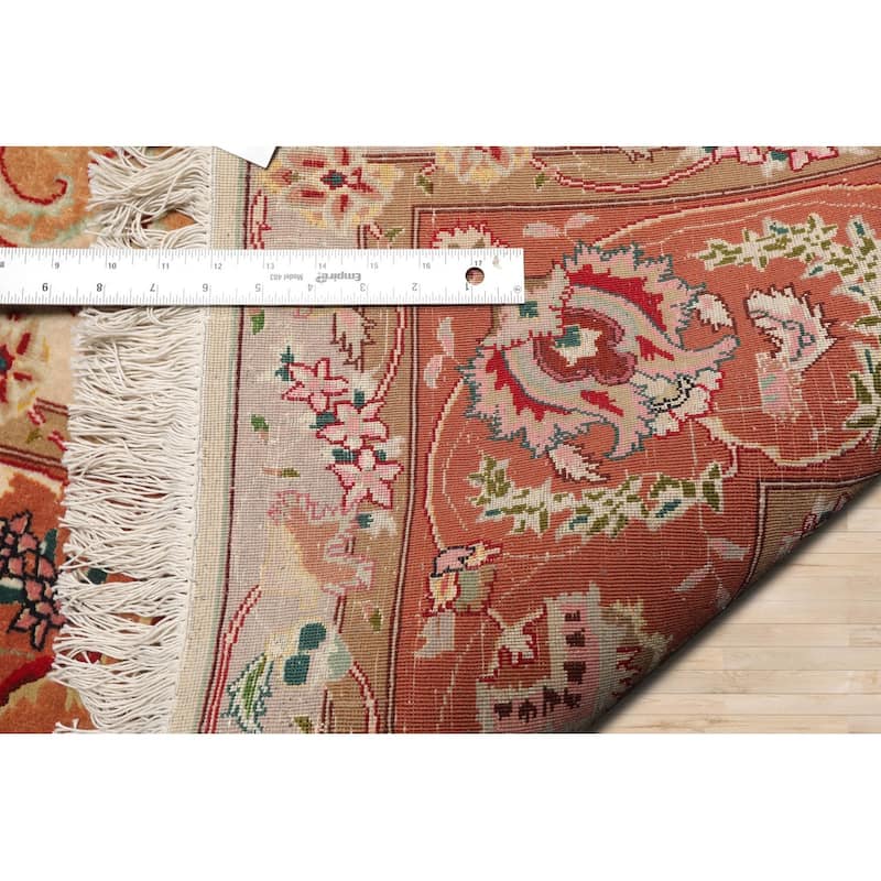 Hand Knotted Ivory Persian Wool & Silk Traditional Oriental Area Rug - 6' 7'' x 10' 2''