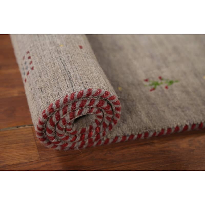 Tribal Gabbeh Indian Accent Rug Hand-Knotted Oriental Wool Carpet - 2'7"x 4'9"