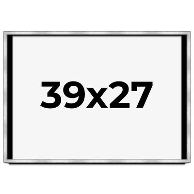 39x27 Shadow Box Frame Silver | 1.375 Inches Deep Real Wood