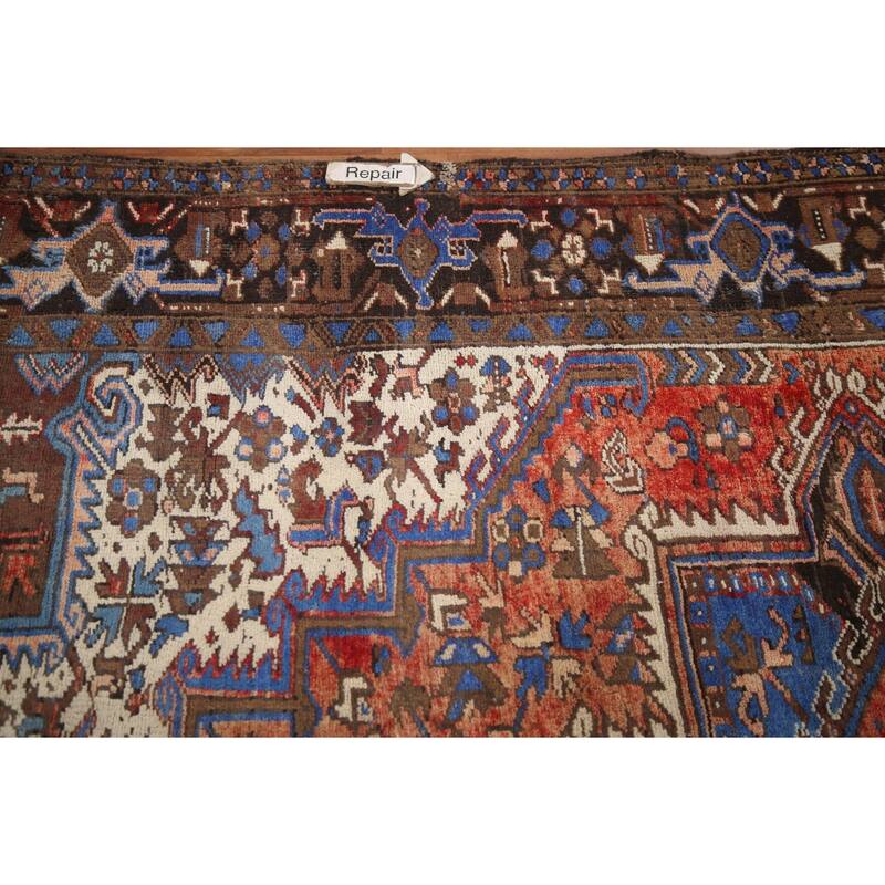 Hand Knotted Oriental 100% Wool Carpet Traditional Medallion Red Heriz Area Rug - 10' 1'' X 7' 5''