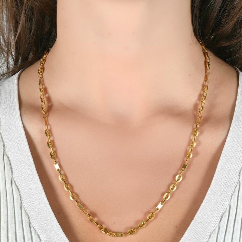 Bliss Diamond Yellow Gold Women's 22" Marine Chain Necklace 14.2 Grams 5.5mm Thick