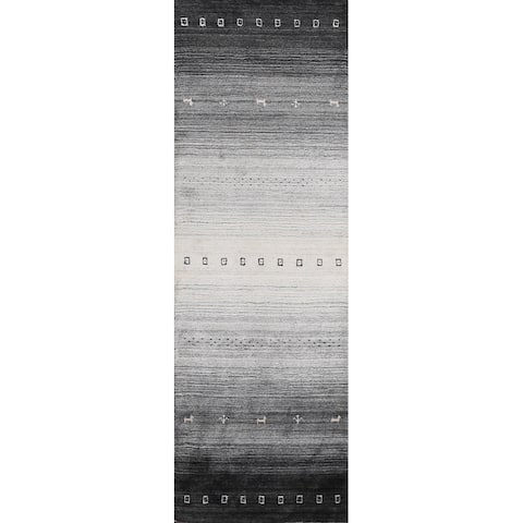 Tribal Gabbeh Oriental Wool Runner Rug Hand-knotted Hallway Carpet - 2'2" x 7'6"