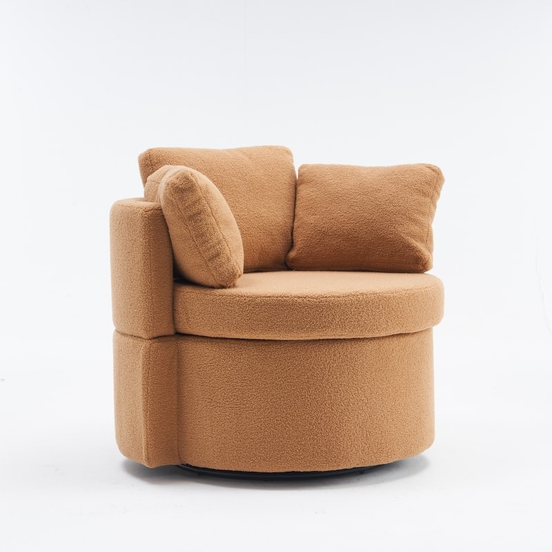 Swivel And Storage Chair With Back Cushion For Living Room