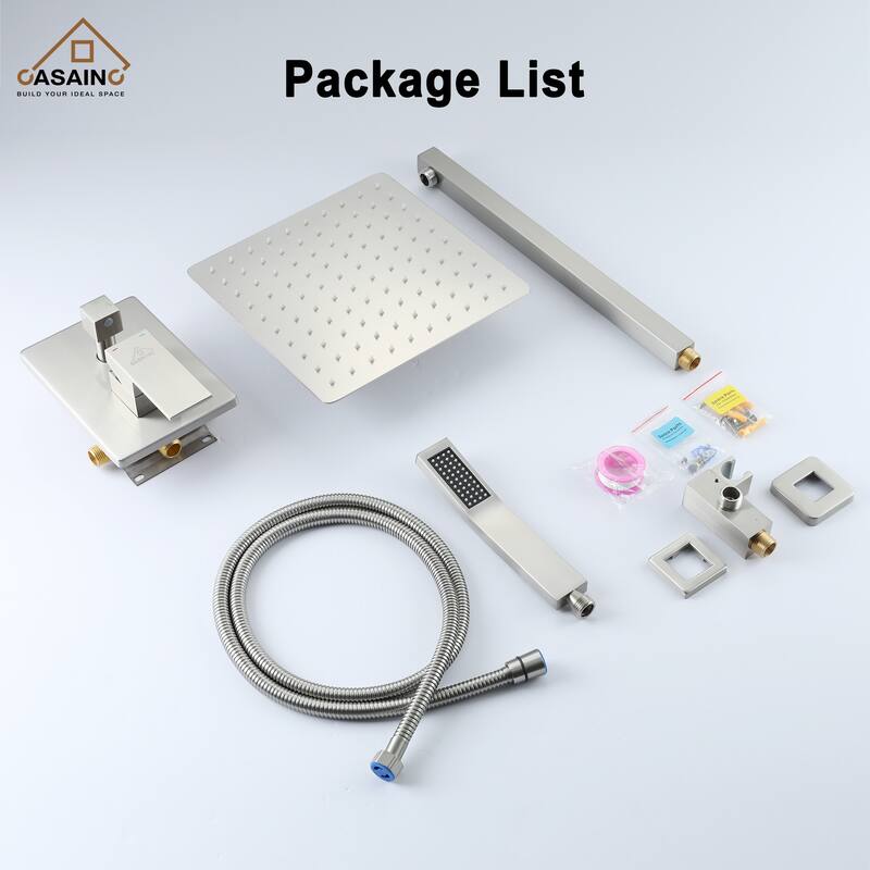 CASAINC 2-Function 10-In Wall Mounted Shower System with Handheld Shower