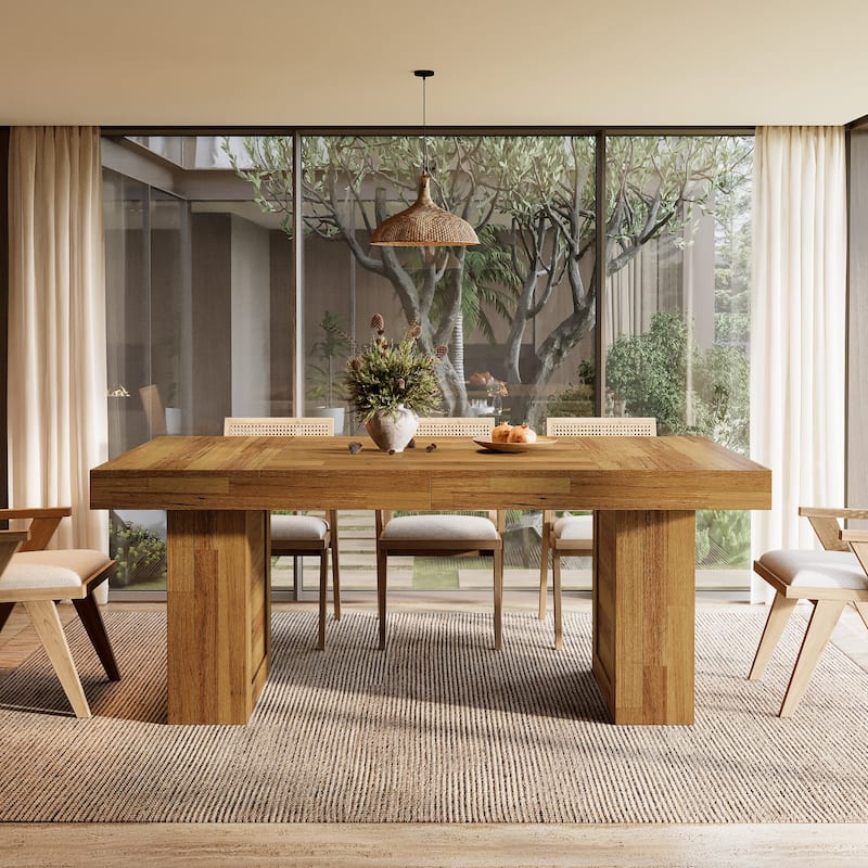 63'' Large Kitchen Table, Rectangle Dining Table for Dining Room, Family Meals, Banquets & Dinner Parties