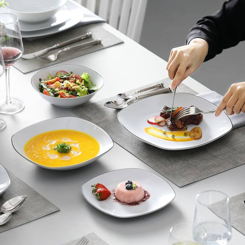 MALACASA Porcelain Modern Dinnerware Set