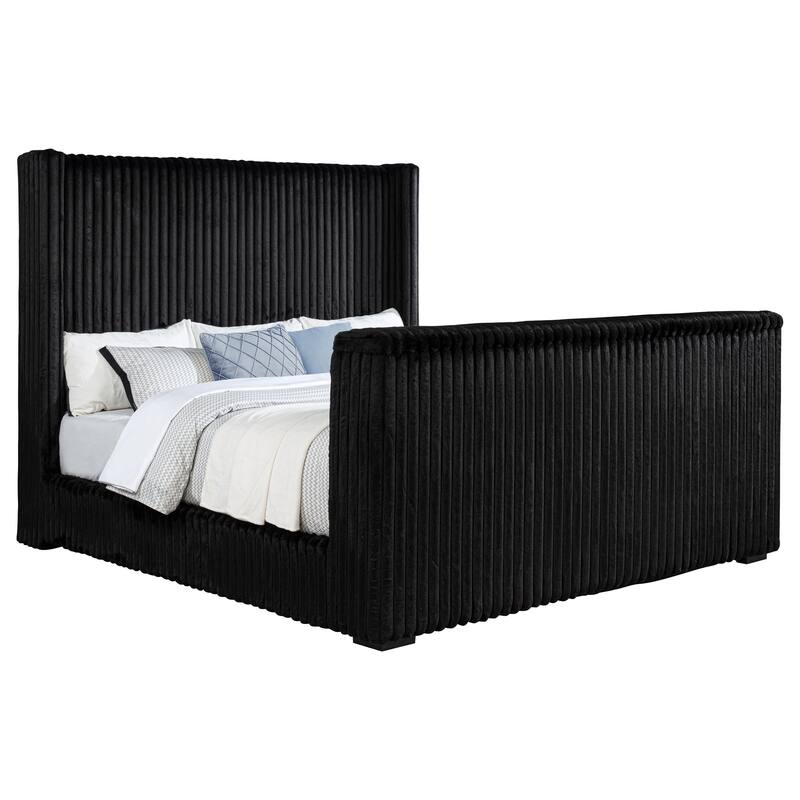 Centergrove Upholstered Wingback TV Bed Black