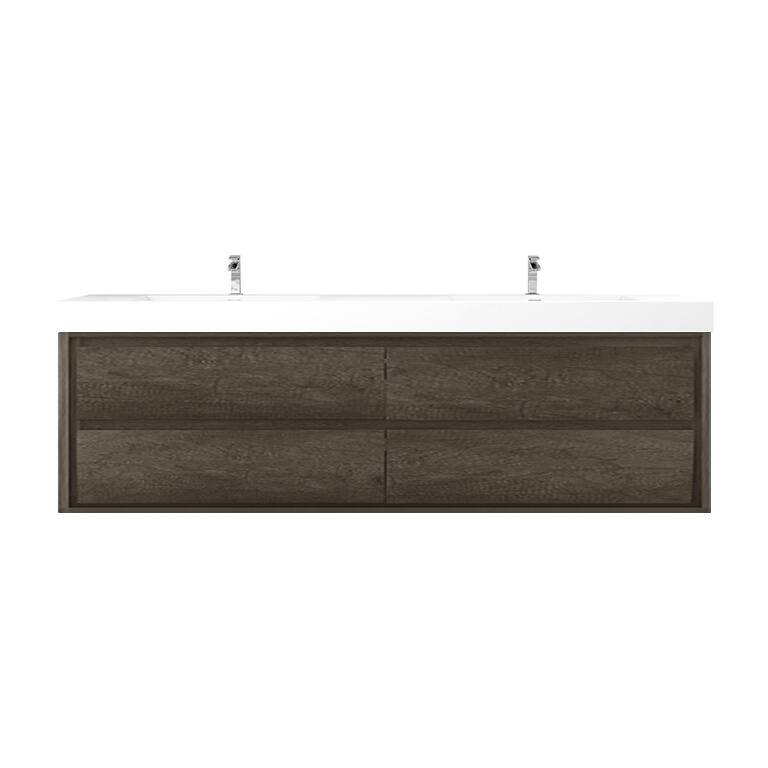 Morava 84" Floating Vanity with Double Sink - 84 - Smoke Oak