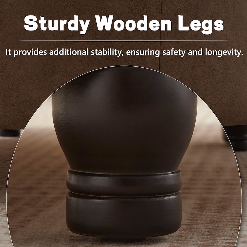 Tufted Round Storage Ottoman, Faux Leather