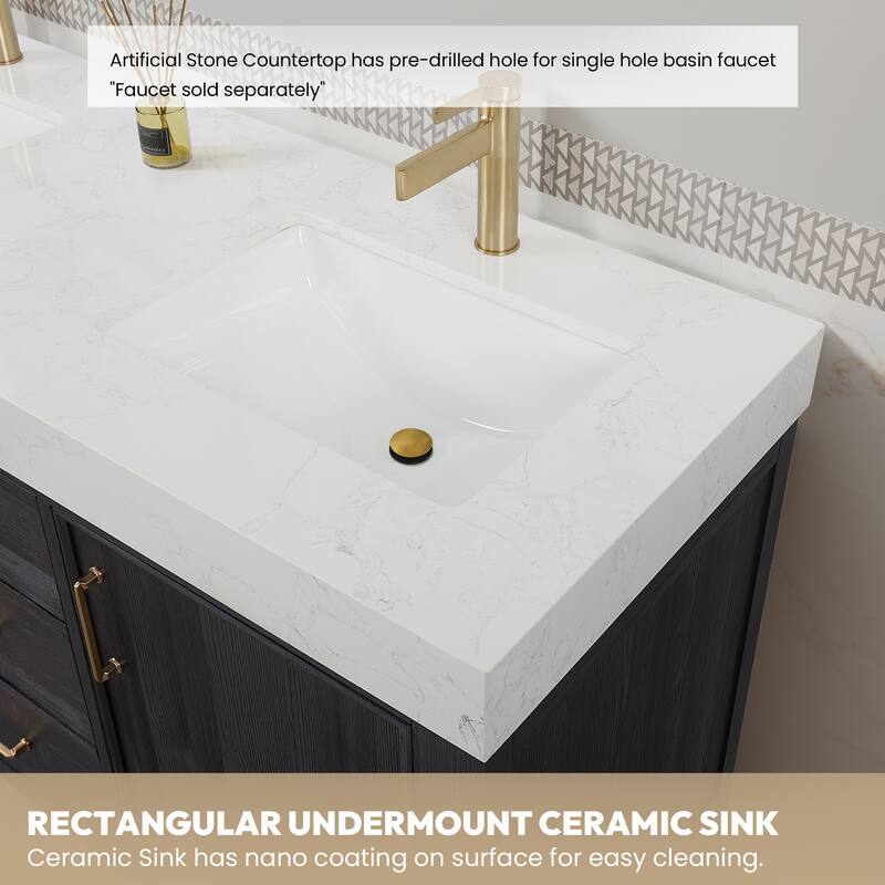 Leon 48 in. Single Bathroom Vanity with Composite Stone Top