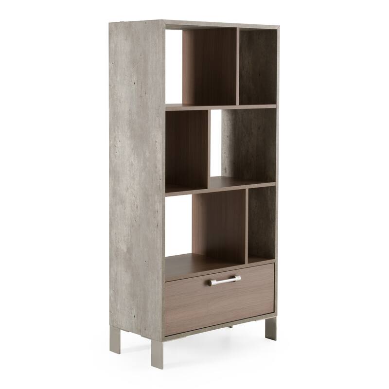 Nova Domus Boston Modern Brown Oak & Faux Concrete Bookcase