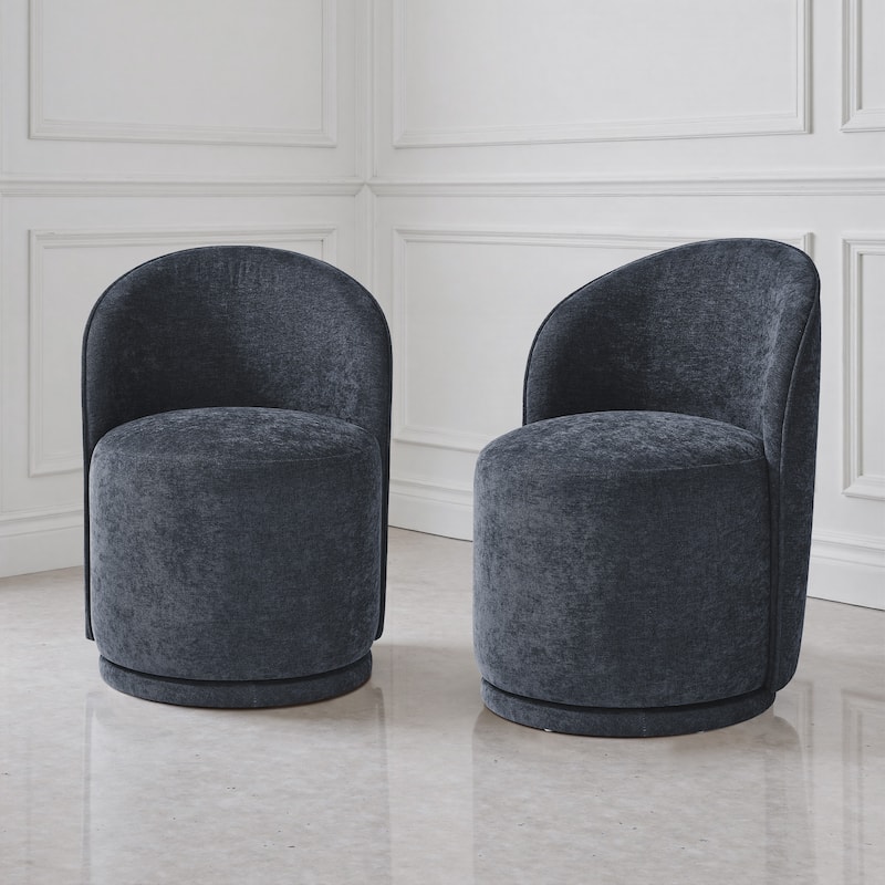 Upholstered Swivel Dining Chair Armless Barrel Chair