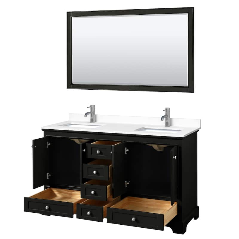 Deborah 60-inch Double Vanity, Cultured Marble Top, 58-inch Mirror