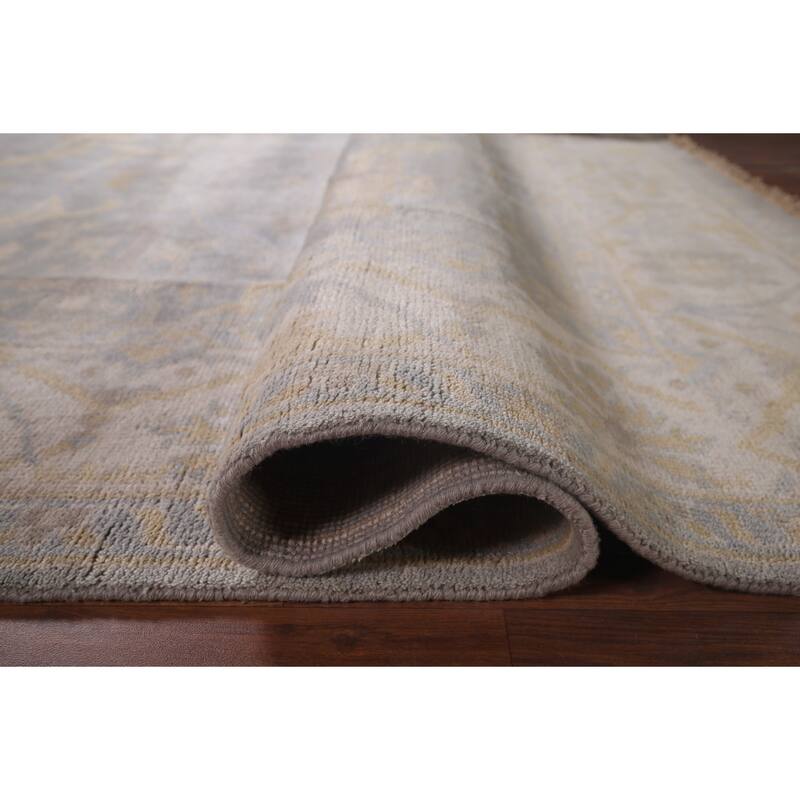 Gray Oushak Indian Area Rug Handmade Wool Carpet - 8'0"x 9'7"