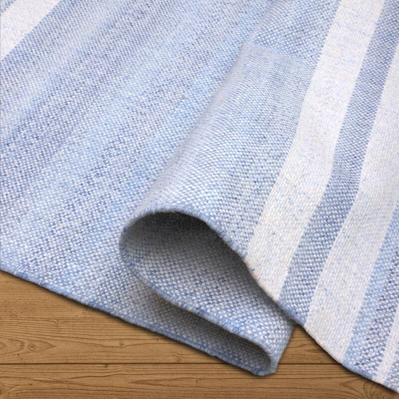 Sevita Blue Striped PET Yarn Indoor/Outdoor Area Rug