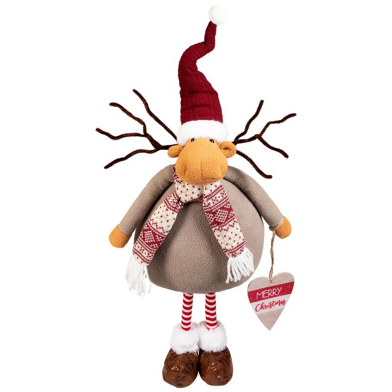 Plush Moose Merry Christmas Decoration - 24"