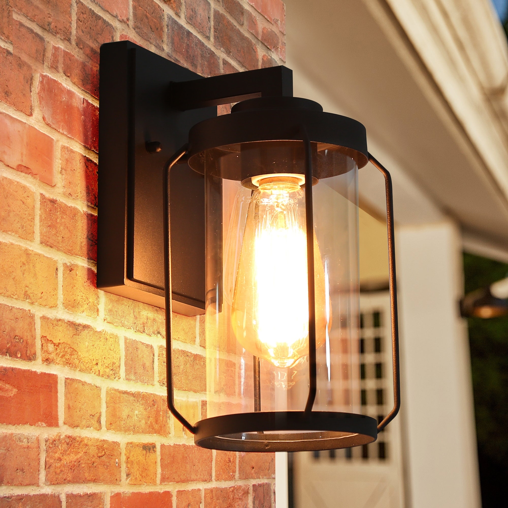 Modern Farmhouse Black Outdoor Wall Sconce Barn Wall Lanterns with Clear Glass for Garage/ Porch - D 4.5"x H 10"