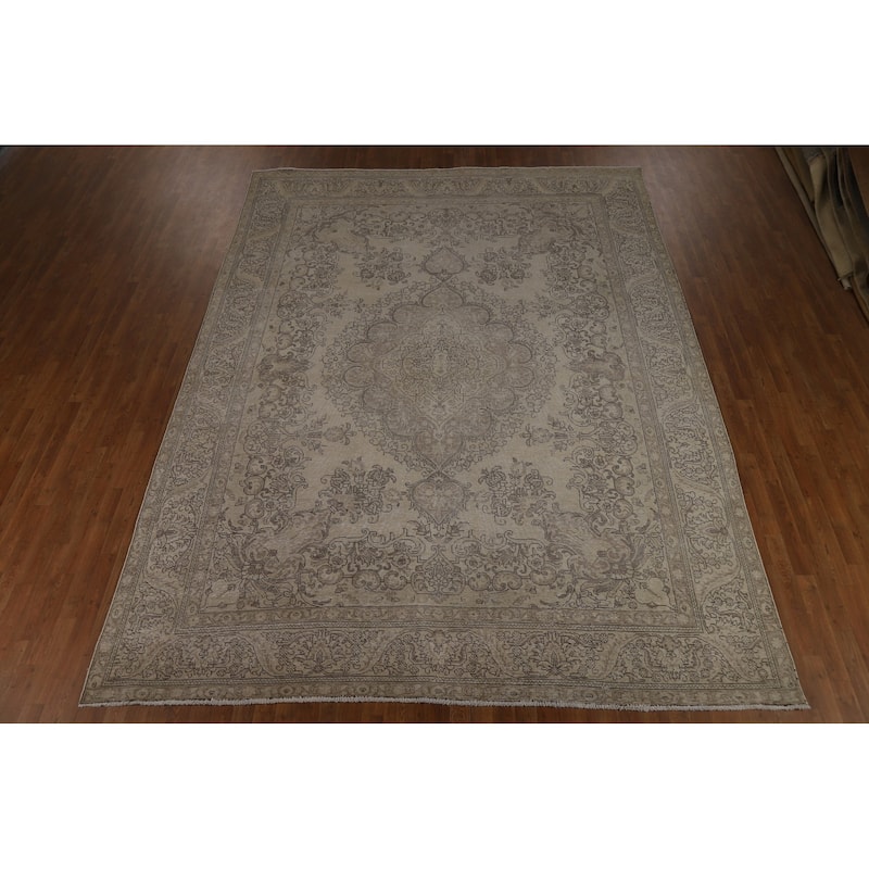 Tabriz Persian Vintage Rug Hand-Knotted Traditional Wool Carpet - 9'6" x 12'4"