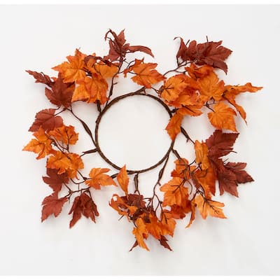 5" Fall Maple Leaves Candle Ring, Set of 2 - 8"