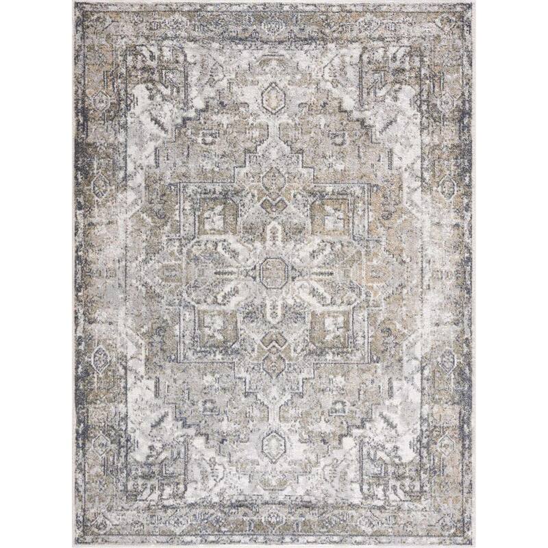 Hauteloom Manhattan Machine Washable Oriental Persian Medallion Vintage Distressed Area Rug
