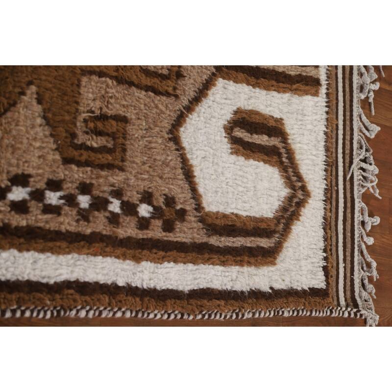 Plush Turkish Anatolian Runner Rug Hand-knotted Beige Wool Carpet - 3'6"x 13'3"