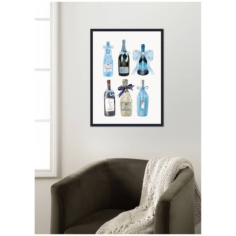 Kate and Laurel Blue Champagne (28x38in) by Honey Island Studio Framed Canvas Wall Art Print
