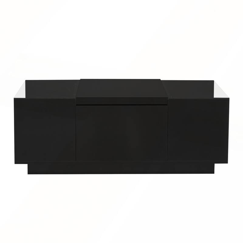 Modern Center Table with High-Gloss Finish and Glass Tabletop