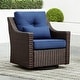 preview thumbnail 30 of 105, Murphy Outdoor Wicker Patio Outdoor Sofa Swivel Chair Coffee Table 1 Chair - Chestnut Wicker-Blue