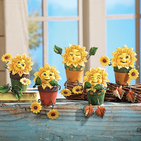 slide 2 of 2, Collectible Sunflower Shelf Sitters - Set of 5 - 19.250 x 6.000 x 4.800 Yellow - 19.250 x 6.000 x 4.800