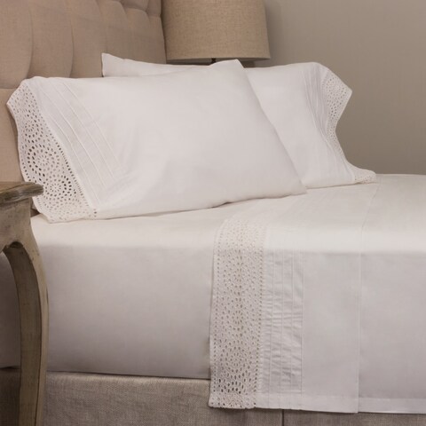 Eyelet White Cotton Pillowcase Set