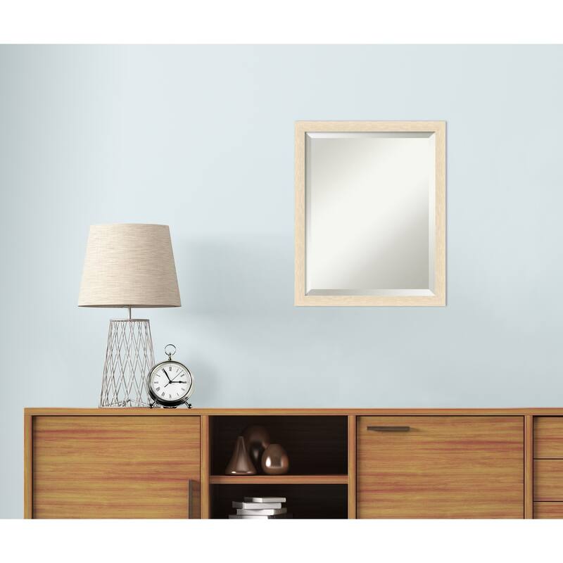 Woodgrain Stripe Beveled Wood Framed Wall Mirror