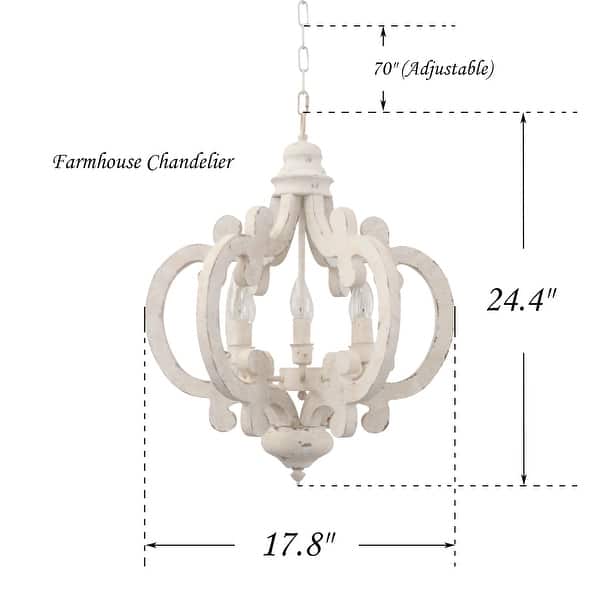 dimension image slide 1 of 2, Oaks Aura 6-Light Rustic Wood Chandelier Farmhouse Shabby Chic Chandeliers for Dining Room Wood Pendant Light