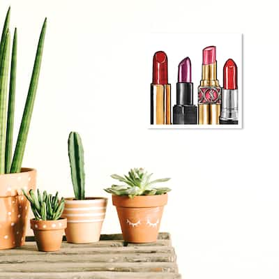 Wynwood Studio Prints Fashion and Glam Red Lipstick Gold and Metallic Gold Glam Wall Art Canvas Print