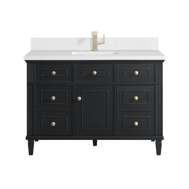 James Martin Vanities Lorelai 48" Single Vanity, Black Onyx - White Zeus - Single Hole